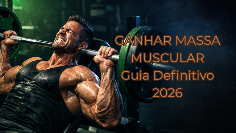 homem musculoso treinando supino para ganhar massa muscular guia completo megafit vibe 2026