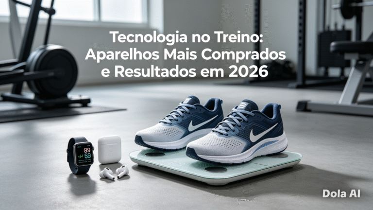 Imagem capa: Tecnologia no Treino 2026 — Aparelhos e acessórios inteligentes que ajudam a melhorar desempenho, saúde e resultados na academia